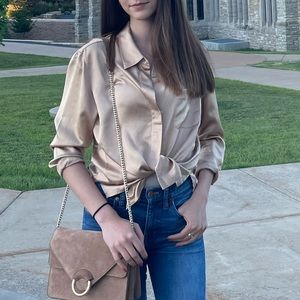 Bronze Silk Button Up - Satin like